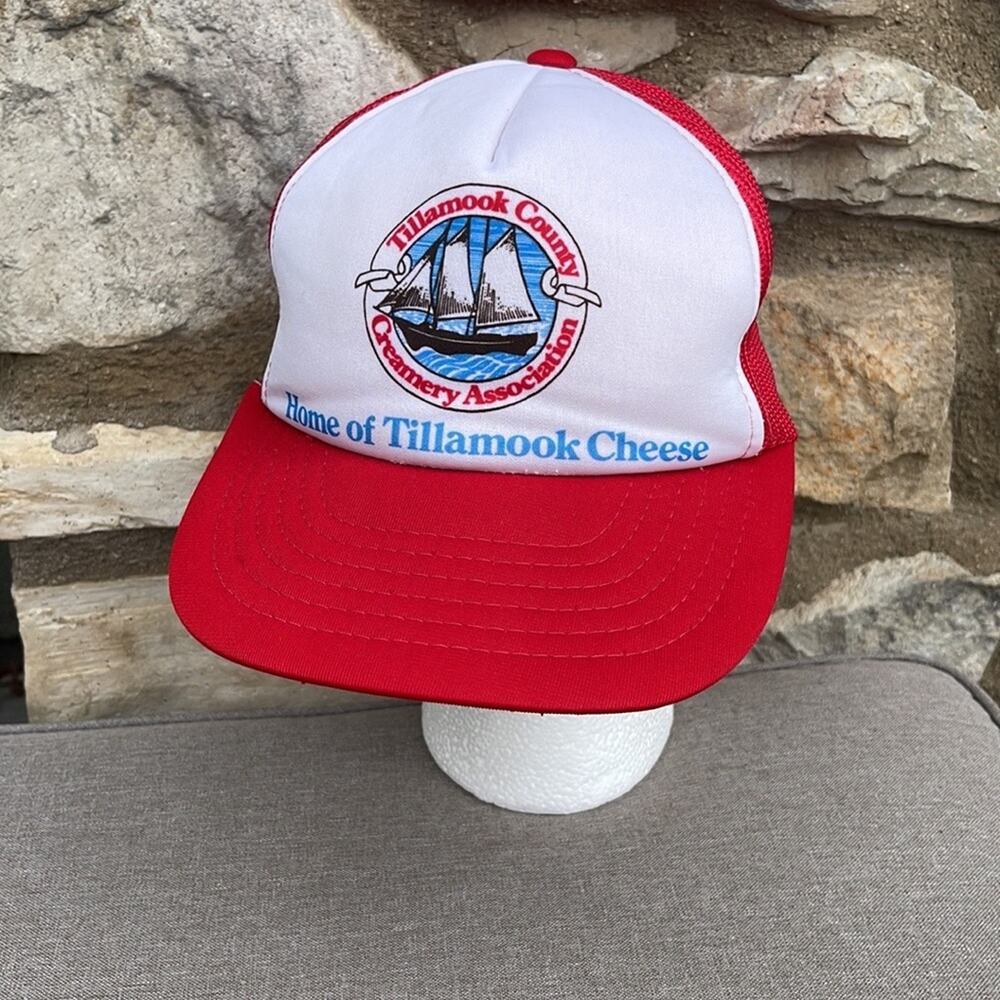 Tillamook County Creamery Association red & white truckers snap back hat